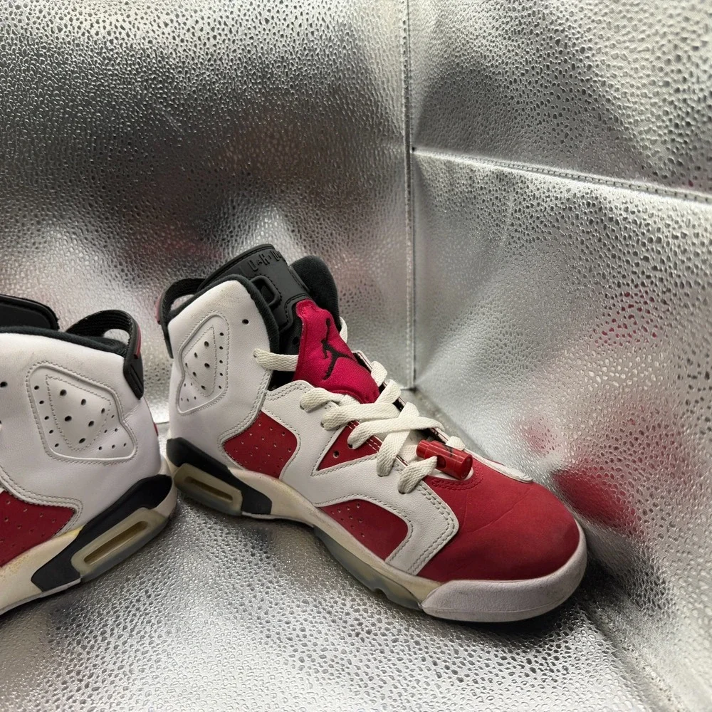 Size 6Y Air Jordan 6 Retro Mid White Carmine Kids Basketball Shoes‎ 384665-106
